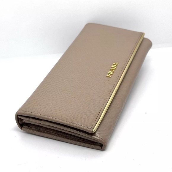 Prada Saffiano Metal Leather Wallet Crossbody Very Good Condition